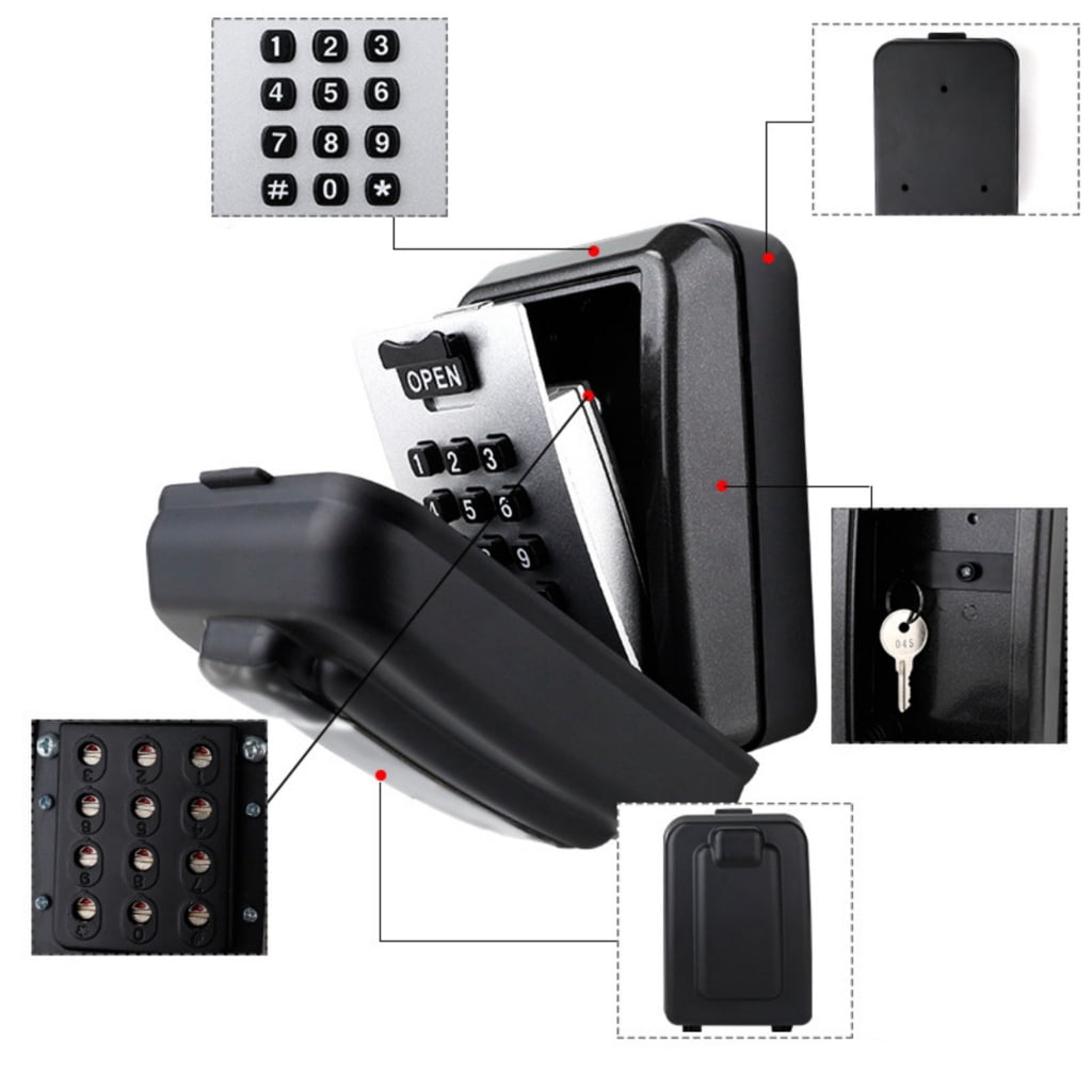 Key Lock Box Outside Key Safe Box Wall Mount 12 Digit Combination Lock Box Security Box Outdoor Spare Key Hider