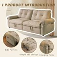 thumbnail image 4 of avobird 77.2'' Pull Out Sofa Bed, Pre-Assembled Sleeper Sofa Bed with USB Charging Ports and Side Pocket, 3 in 1 Velvet Sofa for Living Room, Brown, 4 of 8