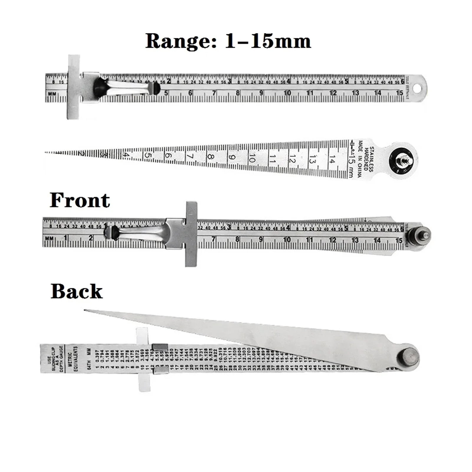 6pcs/set Stainless Steel Taper Gauge 0mm-7mm Aperture Scale Wedge Feeler Gauge Aperture Scale Hole Inspection Measuring Ruler ,Corrosion-Resistant