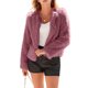 thumbnail image 2 of Abrigos de Invierno para Mujer, Chaqueta Corta de Forro , de Piel Sintética, Larga, Bolsillos, Abrigos Peludos y Cálidos, Ropa de Otoño. Vino Tinto L, 2 of 10