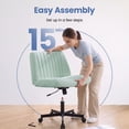 thumbnail image 4 of CELTOSS Criss Cross Legged Home Office Chair, Fabric Armless Swivel Task Computer Chair with Wheels, Wide Seat, Vanity Chair, Comfy Chair, Mint, 4 of 15