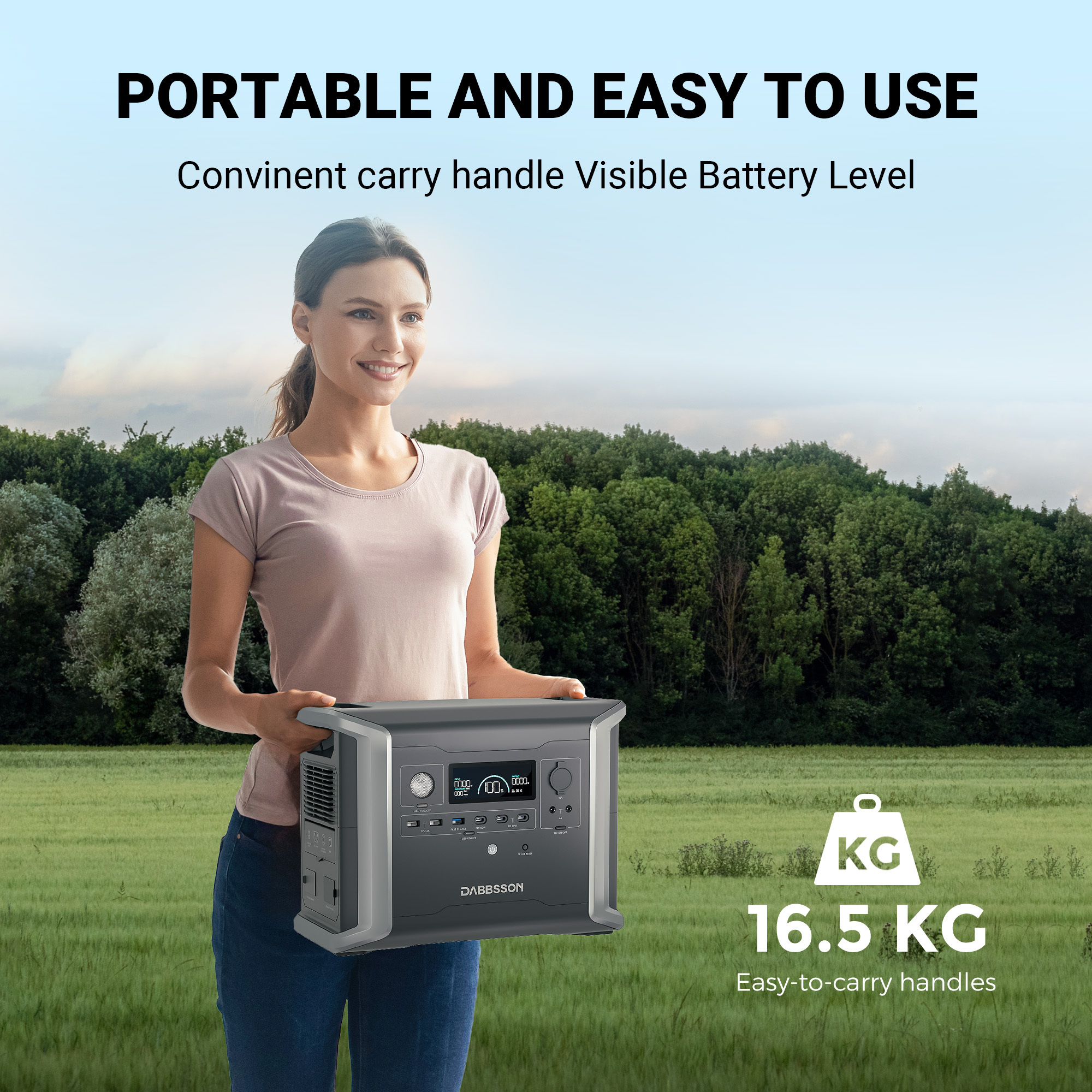 Dabbsson 1330Wh 1200W Portable Power Station Solar Generator, AC Output x4 Surge 2400W, EPS 15ms, 4500 cycles to 80% capacity, for Camping Road Trip