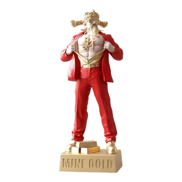 Estatua del Dios de la Riqueza, Cai Shen, regalo, decoración de mesa, cerámica coleccionable, Dios Rojo