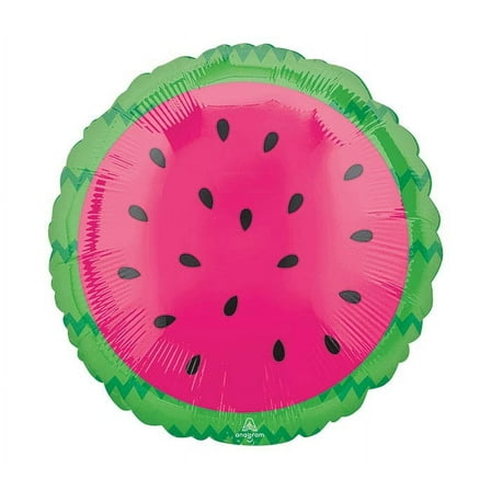 Watermelon Fruit Tropical Summer 18" Jr Shape Foil Balloon, Magenta Green
