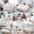 thumbnail image 6 of Pastoral Twin Size Comforter Set, Watercolor Tropical Floral Palm Leaves Butterflies Bedding for All Seasons, 4 Pcs Bed Set, 1 Quiltcover (68"x86") ,1Sheet(67"x116"), 2Pillowcases (30"x20"), 6 of 9