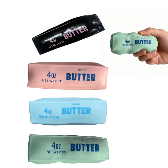 Crunchy Butter Squishy Bead Filled Realistic Butter Stick Squeeze Toy ASMR Crunch Sound Sensory Fidget Toy for Anxiety Relief Adults Blue