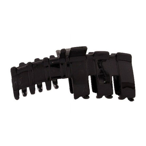 Pinza PARA EL CABELLO Caravan CON DIENTES MEDIANOS Y RESORTE CUBIERTO EN negro
