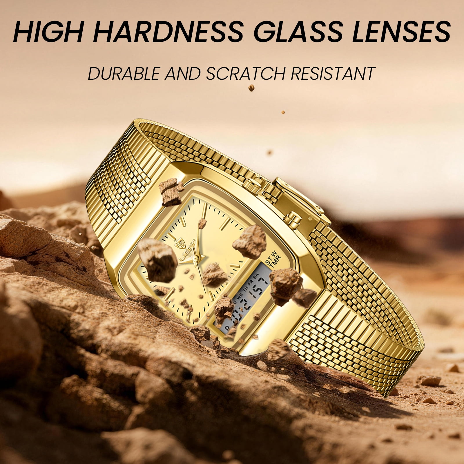 SKMEI Watch for Men Retro Analog Digital Watches Square Dual Display Men's Watches Luxury Stylish Casual Wristwatches
