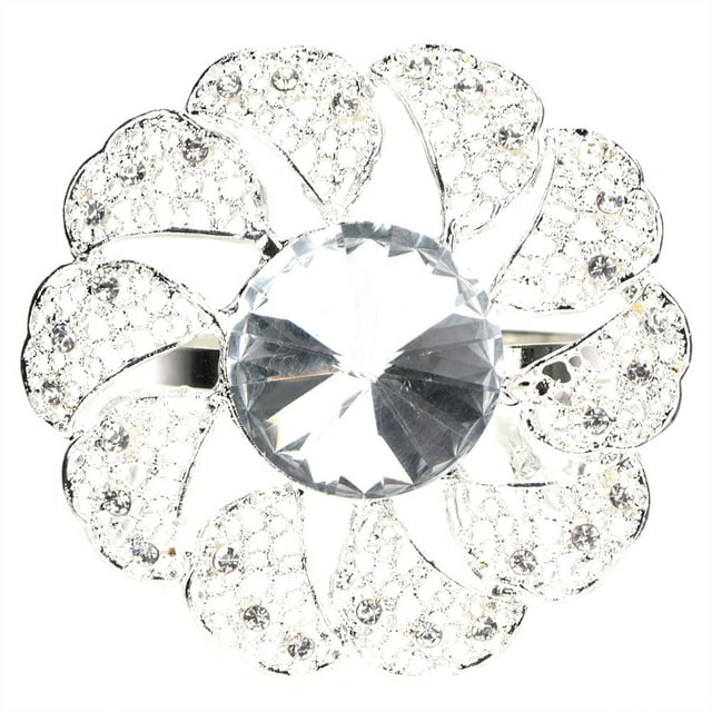 Napkin Ring Napkin Holder Buckle for Wedding Dinner Party Table Decoration (Silver 6606)