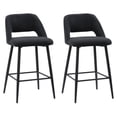 thumbnail image 3 of CorLiving Talia Luxe Velvet Upholstered Indoor Counter Height Barstools with Key Hole Backs and Metal Legs, Black (Set of 2), 3 of 10