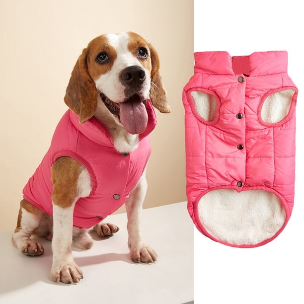 Namzi Chaqueta de invierno cortavientos para perros, abrigo cálido para perros,ropa para mascotas de clima frío con 2 capas, forro polar para perros pequeños, medianos y grandes (S, rosa).