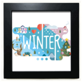 thumbnail image 1 of Winter Season Illustration Black Square Frame Picture Wall Tabletop, 1 of 3