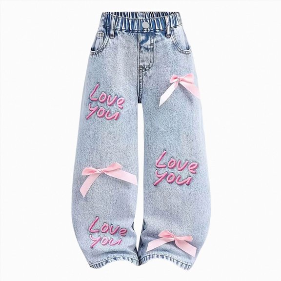 CAUYDY Girls Jeans Denim Wide Leg Tween Baggy Denim Pants with Pockets Girls Jeans Y2K Boyfriend Skater Streetwear Sizes 11-12 Years