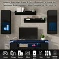 thumbnail image 2 of 75" Floating Entertainment Center Set, 5 Pieces Floating TV Stand Set with 2 Storage Cabinets and 2 Shelves, Modern High Gloss Wall Unit Entertainment Center with LED Lights for Living Room, Black, 2 of 9