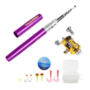 Yeacher Fishing Rod and Reel Combo Set Telescopic Pocket Pen Fishing Rod with Mini Trolling Reel Fishing Line Soft Lures Baits Jig Hooks Fishing Accessories