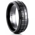 thumbnail image 1 of Black Ceramic With Squares Groove Pattern Ring, 1 of 2
