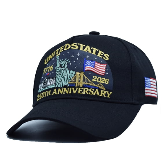 Youpwaven 250th Anniversary USA Hat, America 250th Years 1776-2026 US Flag Embroidery Patriotic Baseball Cap, Adjustable Commemorative Gifts