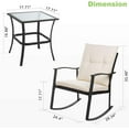 thumbnail image 2 of Vongrasig 3 Piece Outdoor Rocking Chair Set, PE Wicker Rattan Small Bistro Set, Front Porch Furniture Rocking Chairs Set of 2, Cushioned Patio Rocker Chair Set with Glass Table (Beige), 2 of 16