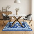 thumbnail image 3 of ODIKA 5'x7' Washable Area Rug Blue White Chinoiserie Cobalt Floral Porcelain Vase with Peony and Vine Scrolls for Dining Room, Under Table, Home Office, Non-Slip Chair-Friendly, 3 of 7
