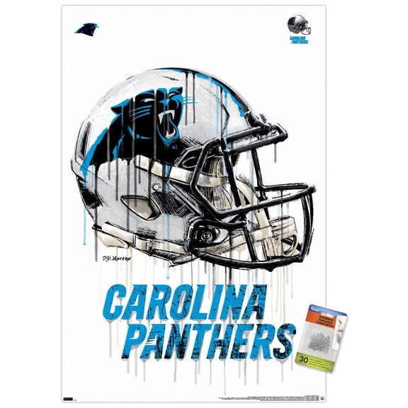 NFL Carolina Panthers - Drip Helmet 20 Wall Poster with Push Pins, 22.375" x 34"
