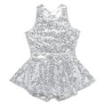 thumbnail image 5 of Zaldita Women's Shiny Sequins Criss-Cross Back Latin Jazz Dress Sleeveless Dance Leotard Dress White 16/M, 5 of 7