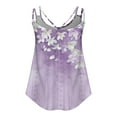 thumbnail image 3 of 2024 Womens Summer Tank Tops Flower Print Top Women Spaghetti Straps Sexy Pleated T-Shirts Sleeveless Vest Women's Round Neck Tank Top Casual Comfortable T Shirts, 3 of 5