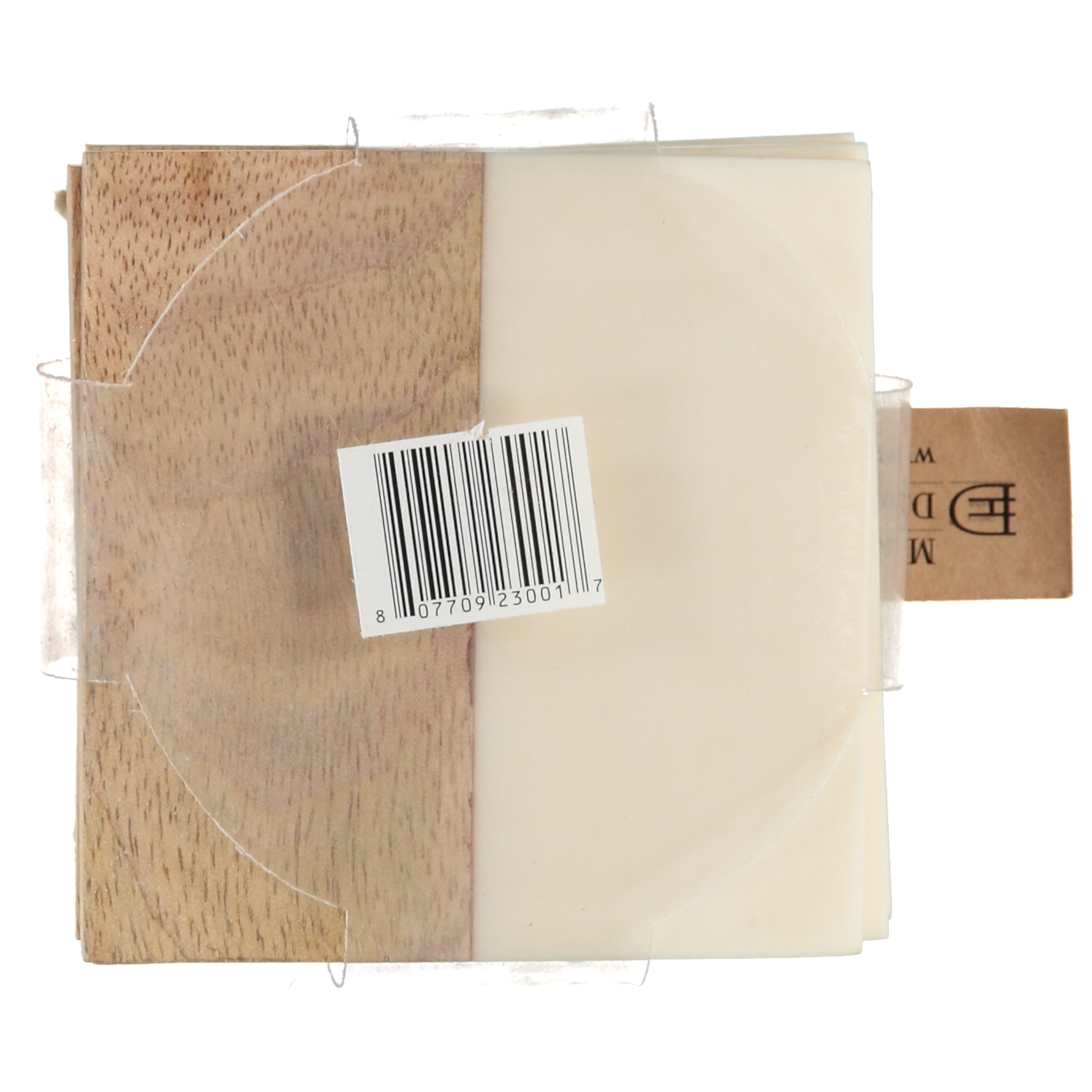 Dainty Home 4-Piece Square Wood and Ivory Resin Coaster Set – 4" Modern Decorative Drink Coasters