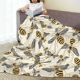 thumbnail image 6 of Honeii Flying Bees1 Print Fleece Blanket - Throw Blanket for Bed, Sofa, Couch, Camping, and Travel , Microplush Ultra Soft Warm Blanket-80"x60", 6 of 7