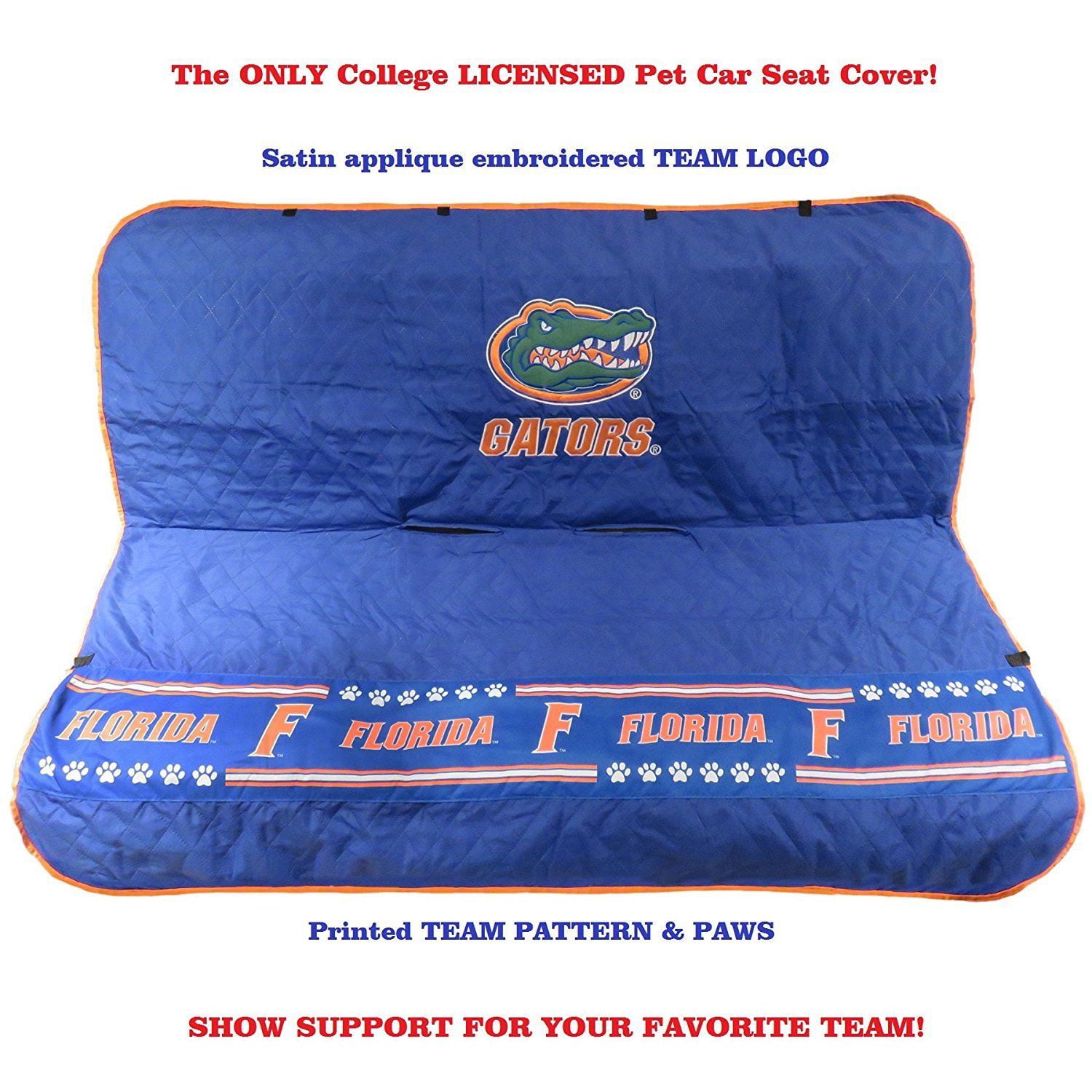 Pets First NCAA Florida Gators Waterproof Dog Car Protector, 50"L x 55"W x 1"H