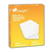 Ensight 3 Ring Binder Dividers with Reinforced Edge, 1/5 Cut Tabs, Letter Size, 3 Hole Punch Section Index Dividers for Binders, White, 100 Page Divider Pack