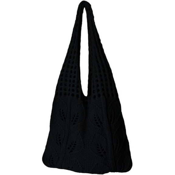 Kukuzhu Crochet Beach Tote Bag for Women Aesthetic Mesh Tote Bag Summer Hobo Bag Hollow Shoulder Handbags Knit Bag