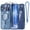 Deep Blue, variant on Meifigno Designed for iPhone 17 Pro Max Case 6.9", [Glitter Card & Wrist Strap] [Compatible with MagSafe] [2X HD Screen Protectors] Surround Raised Lens Protection for 17 ProMax Case, Cosmic Orange