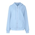 thumbnail image 4 of BRDFRL Women's Oversized Zip Up Hoodies Fleece Jacket Casual 2024 Fall Winter Sweatshirts Drawstring Y2K Hoodies Teen Girls Sky Blue L, 4 of 6