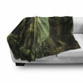 thumbnail image 3 of Nature Soft Flannel Fleece Blanket, Deep down in Forest with Sunbeams Reflections on Moss Tree Bodies Scenery, Cozy Plush for Indoor and Outdoor Use, 70" x 90", Olive and Army Green, by Ambesonne, 3 of 6