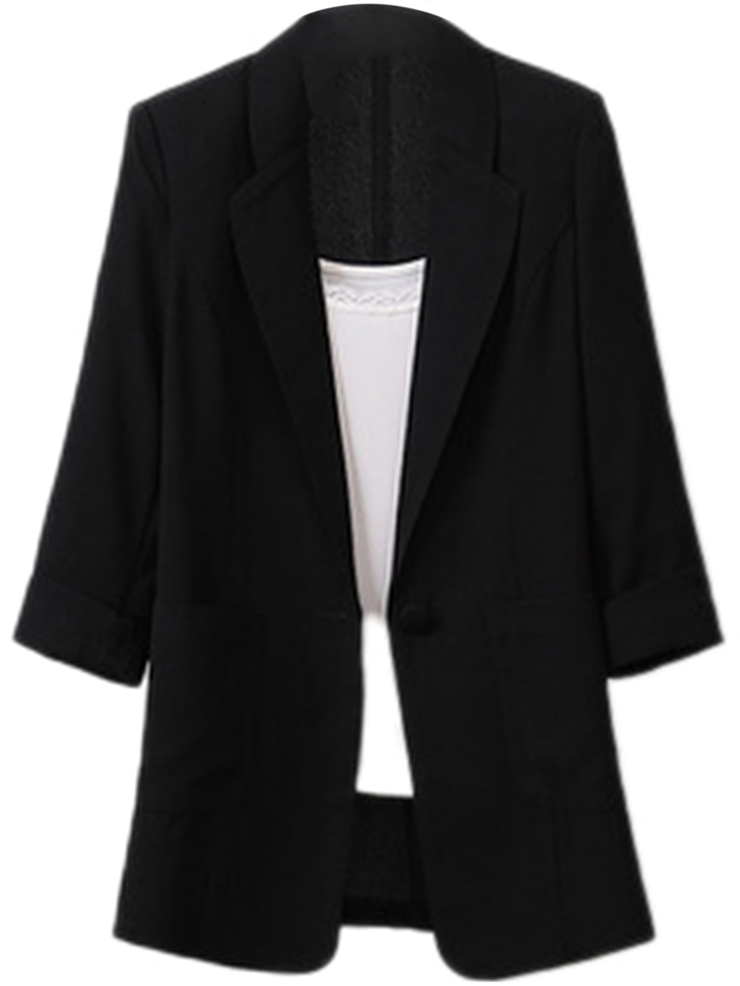 3/4 Coat for Women Open Front Lady Jacket Cotton Linen Coat Oversized One Button Collar Plus Size Jackets for Womens - Walmart.com