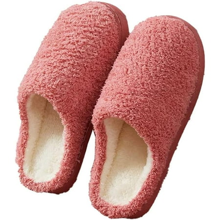 

CoCopeaunts Fluffy Slippers for Men Women Winter Warm Anti-Skid Slip on House Slippers with Fleece Lining Memory Foam House Shoes
