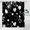 thumbnail image 3 of Early 2000s Shower Curtain for Bathroom, Black Glitter Love Heart 90s Old School 2000''s Bathtubs Bath Curtain Set Valentine''s Day Decor Waterproof Durable Fabric with 12 Hooks, 72x72 inches, 3 of 6