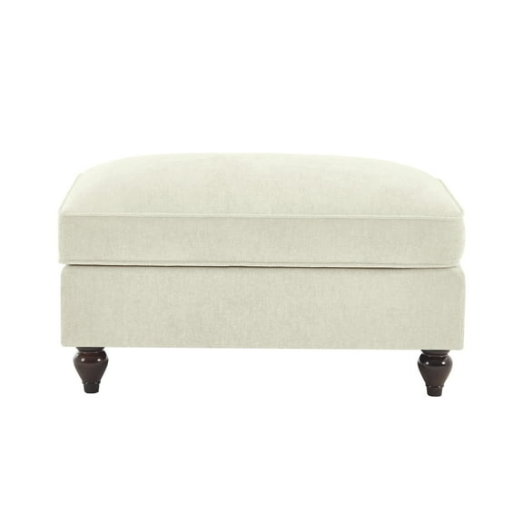 JERFIT Modern Convertible Ottoman with Removable Ruffle Skirt, Soft Chenille Storage Footstool for Living Room, Beige and White Accent