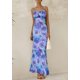 thumbnail image 4 of Vestido largo PRETTYGARDEN para mujer, ajustado con estampado floral, color morado orquídea, 4 of 9