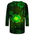 thumbnail image 5 of Luxalzxs 3/4 Length Sleeve Womens Tops Fashion Shamrock Clover Print T-Shirt Blouse Plus Size Round Neck Casual St Patricks Day Outfits, 5 of 5