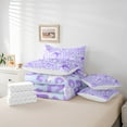 thumbnail image 6 of Manfei Vintage Purple Ribbon 7 Pieces Bedding Comforter Set for Kids, Chic Cheetah Print Full Bedding Set, Fashion Bowknot Style Reversible Fitted Sheet Flat Sheet, Microfiber Bedroom Decor, 6 of 8