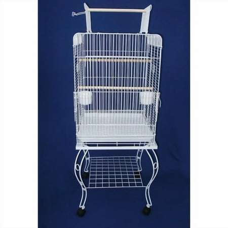 24" Open top Parrot Cage With Stand in White