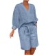 thumbnail image 2 of ICHUANYI Clearance Women's Summer Suit Fashion Solid Color Long Sleeve Trousers Casual Two-Piece Suit(Blue, XL) ICHUANYI WER2023081007817, 2 of 6