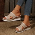 thumbnail image 3 of Platform Wedge Slip on Sandals for Women 2025 Boho Tassel Beach Casual High Heel Dressy Mules Sandals, 3 of 8