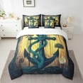 thumbnail image 2 of Boat Anchor Bed in a Bag King Size Comforter Set 7 Pieces,Nautical Rope Knot Bedding Sets Steering Wheel Compass Vintage Ocean Sheet Set with Comforter, 2 of 5