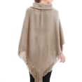 thumbnail image 3 of Up to 65% off Pitauce Cover Up for Women Solid Color Crochet Poncho Knitting Hooded Button Down Cape Asymmetric Tassel Hem Shawl Lace Up Versatile Wrap, 3 of 4