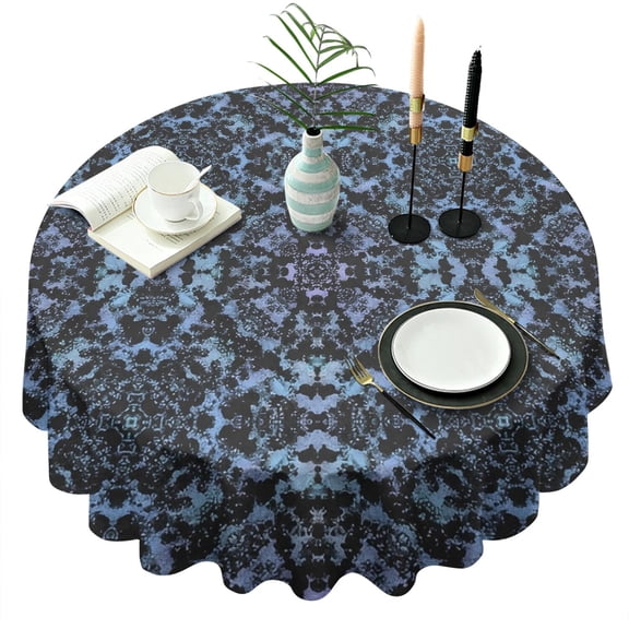 Blue Abstract Pattern Round Tablecloth 60"x60",Wrinkle Wipeable Table Cloth for Kitchen Dining Room Picnic Patio Party