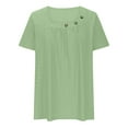 thumbnail image 4 of Summer Tops for Women Solid Color For Women O-Collar Short Sleeve Comfy Womens Tops Tshirtss, 4 of 6