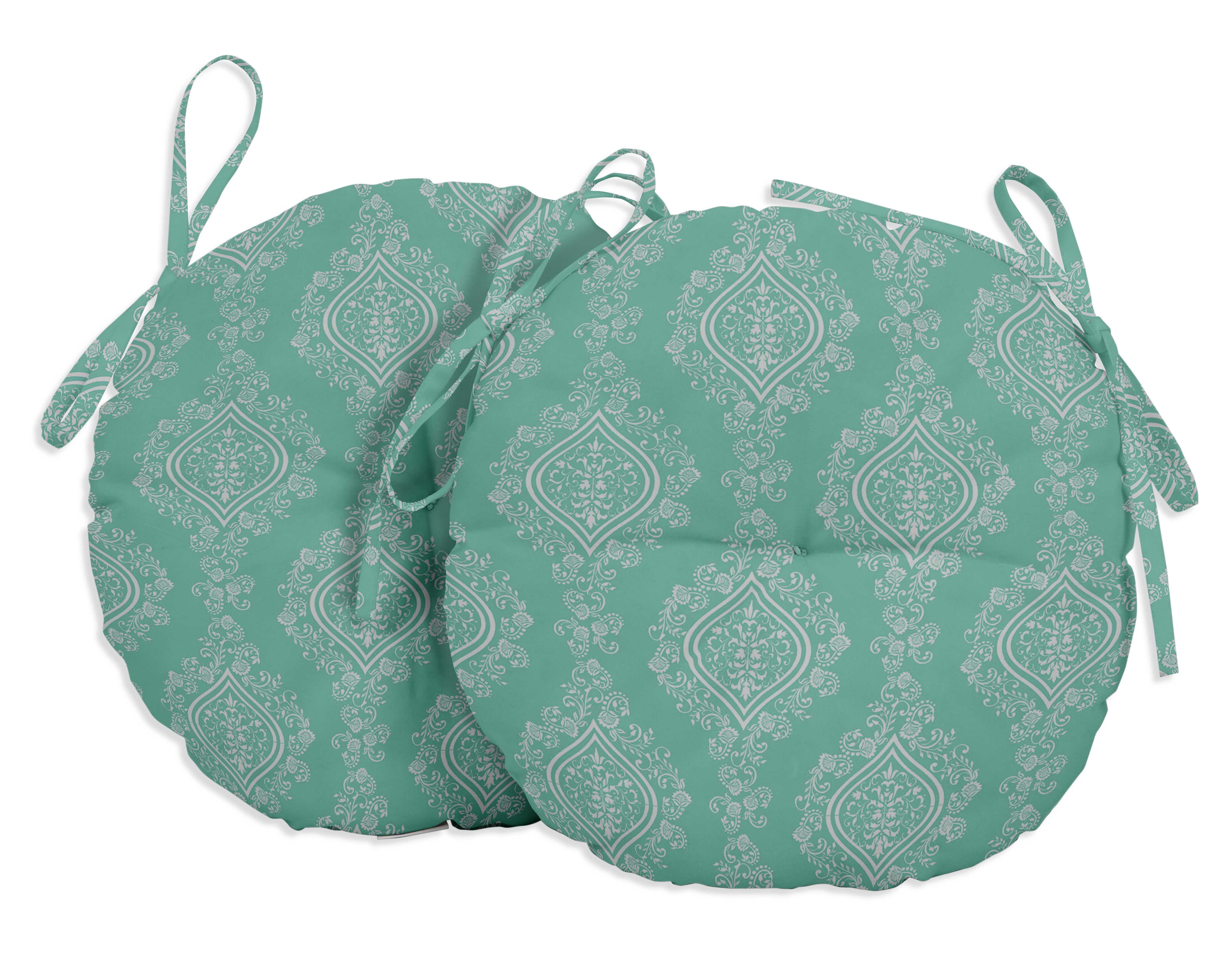 Vargottam Indoor/Outdoor Round Bistro Chair Cushions Block Print 15