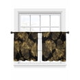 thumbnail image 2 of Gold Ginkgo Leaves Sheer Curtains 54 Inches Long 2 Panels Realistic Plant Black Background Light Filtering Semi Sheer Window Curtains Drapes for Bedroom Living Room 52"x54", 2 of 7